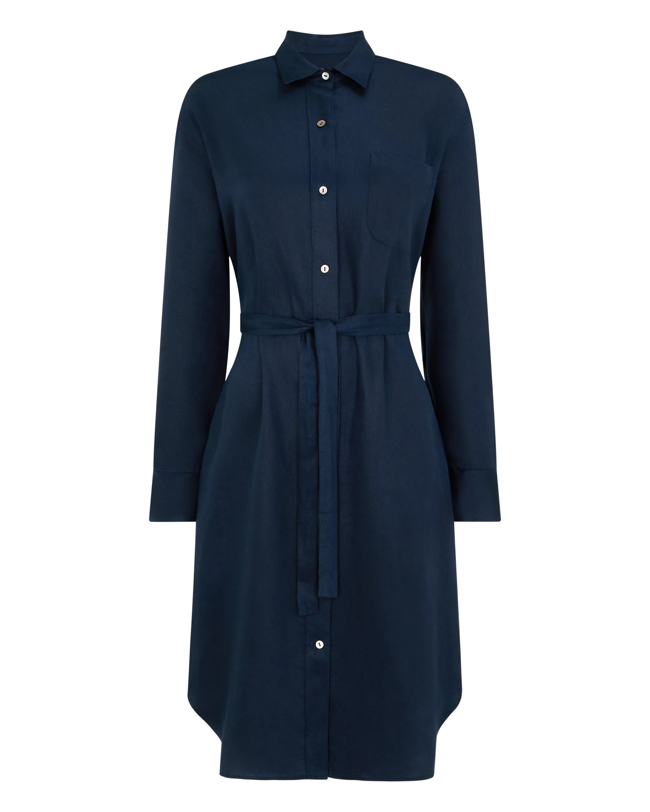 Women's Catania Linen Shirt Dress Navy Blue