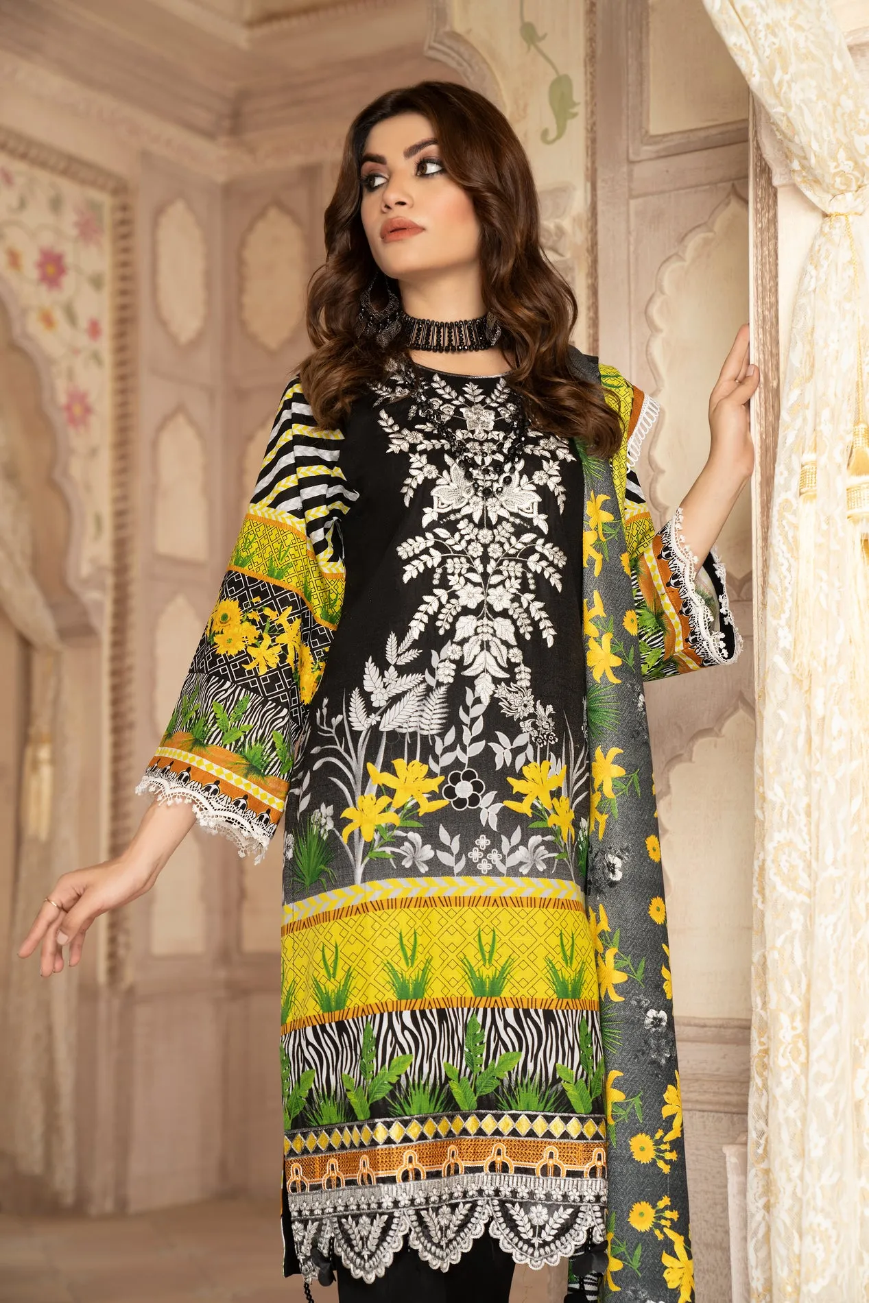 Wool Shawl with Khadar Embroidered Dress by Aabpara 06