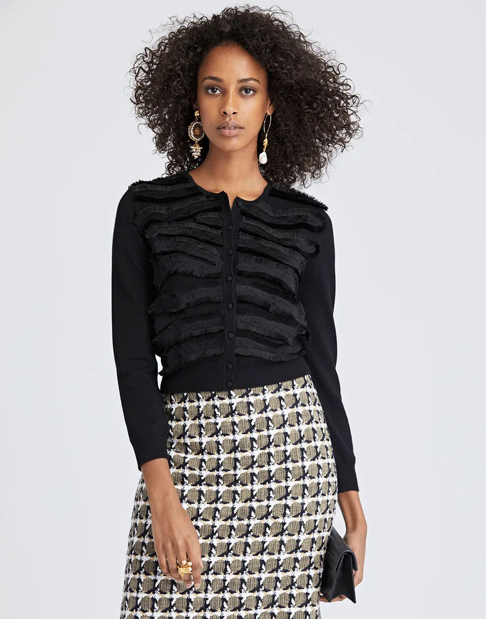 Zebra Embroidered Merino Cardigan